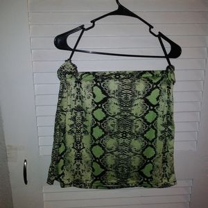 Green Snake Print Skirt Plus